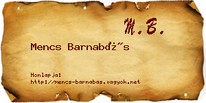 Mencs Barnabás névjegykártya